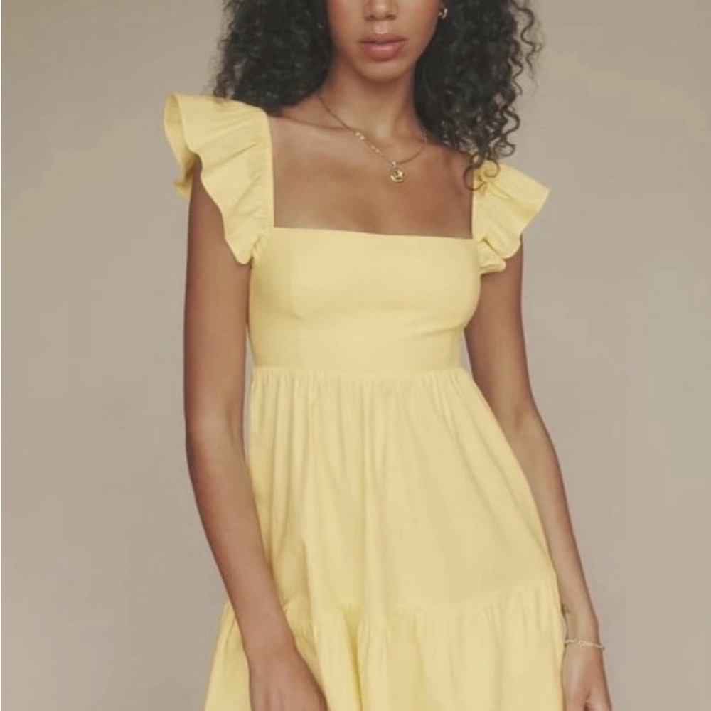 Yellow Ruffle Sleeve Dress